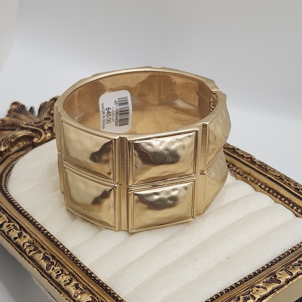 Brutalist Chunky Clamper Cuff Wide Bracelet MCM Cuff NEW Chicos Gold Tone